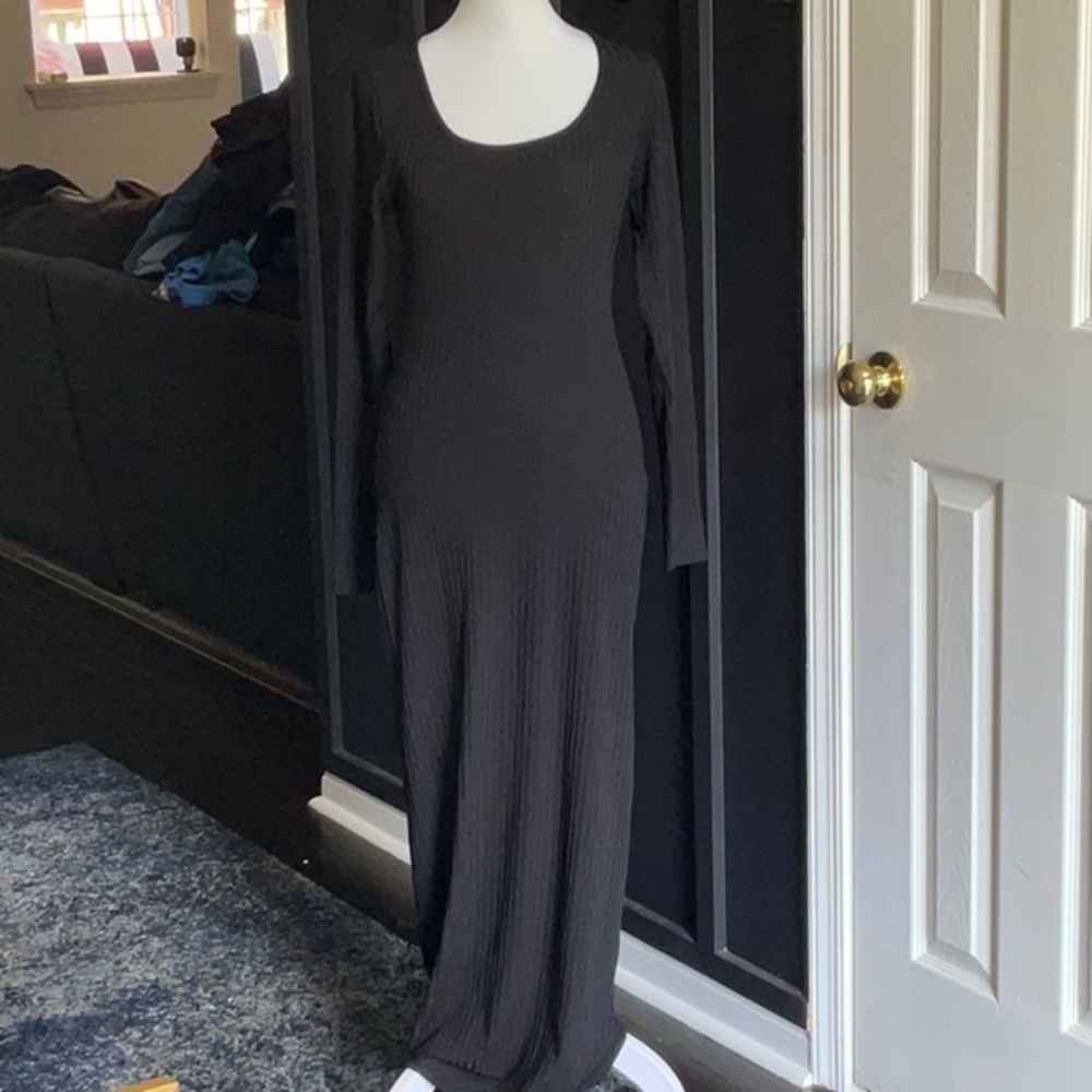 Boohoo Black Long Sleeve Bodycon Dress